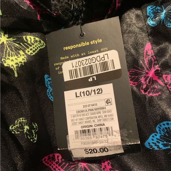 ❤NWT ART CLASS Slip Dress ONLY- Girls Black Butterfly Size L 12-14 - Picture 3 of 3